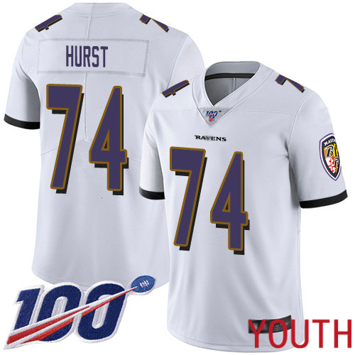Baltimore Ravens Limited White Youth James Hurst Road Jersey NFL Football #74 100th Season Vapor Untouchable